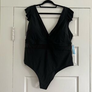 NWT Cupshe Black One Piece with Mesh Details